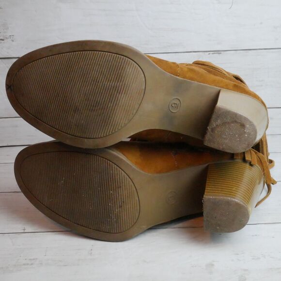Mossimo Supply Co Womens Size 9 Brown Suede Fringe Side Zip Bootie - Picture 9 of 12